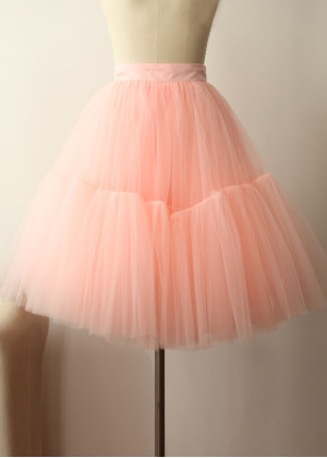 Peach Pink Satin Belt Tulle Tutu Skirt Peach Pink Satin Belt Tulle Tutu Skirt